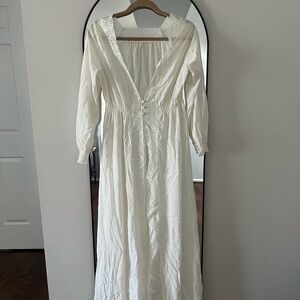 Elegant White Lace Trim Dress